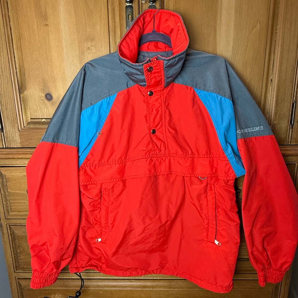 Powderline Red, Blue and Gray Pullover Rain/Ski Jacket